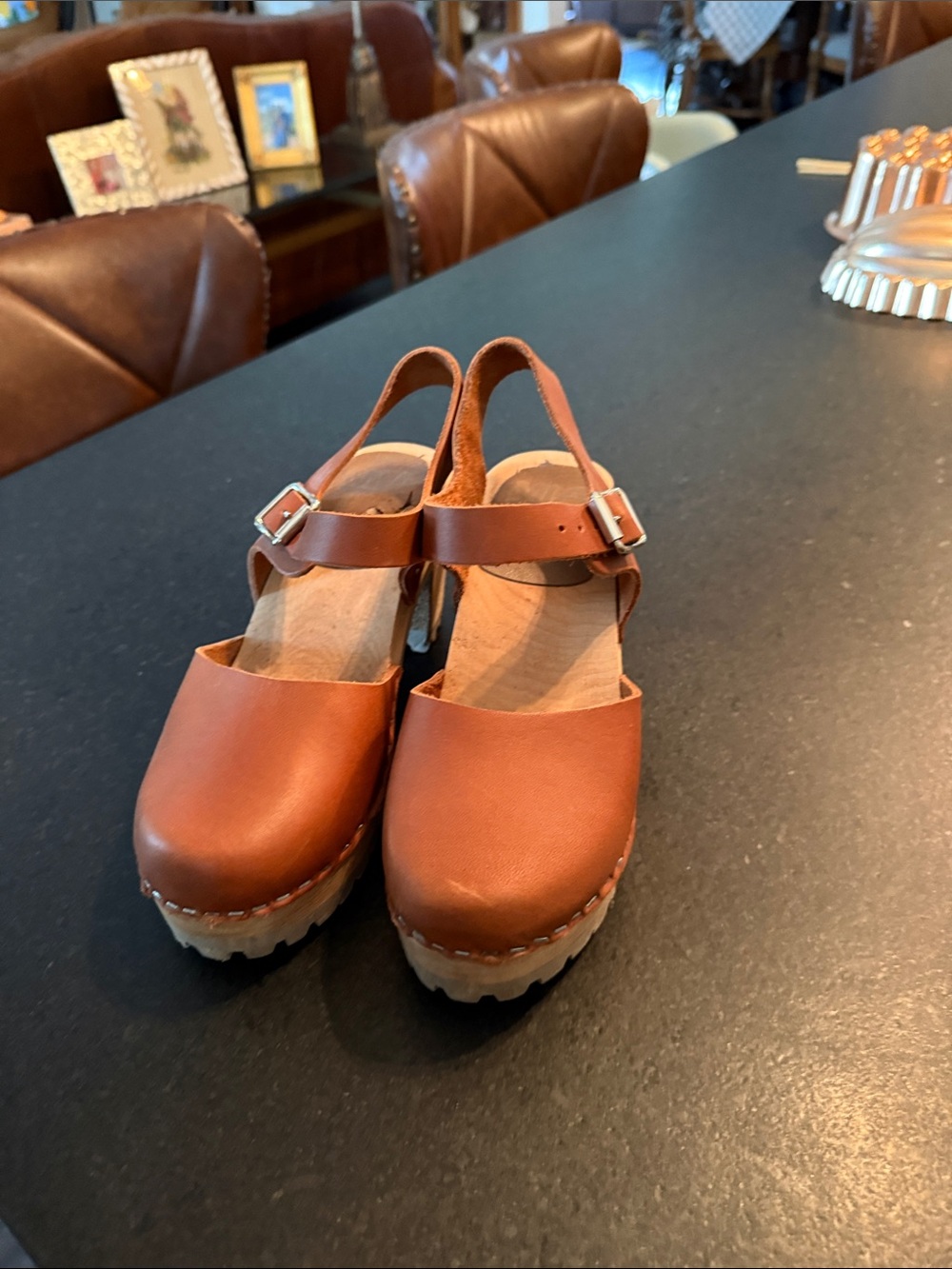 Mia Swedish  Brown Leather Clog Sandals 36/6